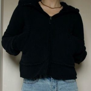 Black sherpa zip-up